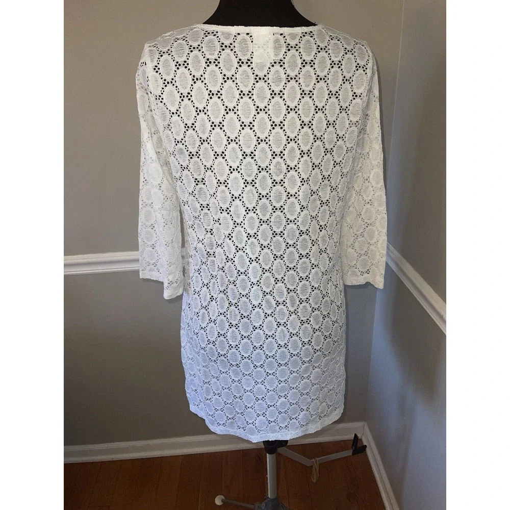 Kona Sol Swim Cover‎ Up White Eyelet Womens Sz M - Picture 3 of 4
